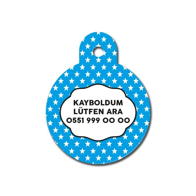 Mavi Yıldız Desenli Yuvarlak TFX TagsForever