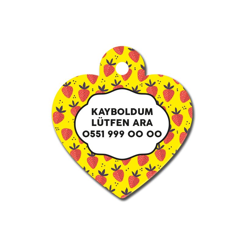 Çilek Desenli Kalp TFX TagsForever
