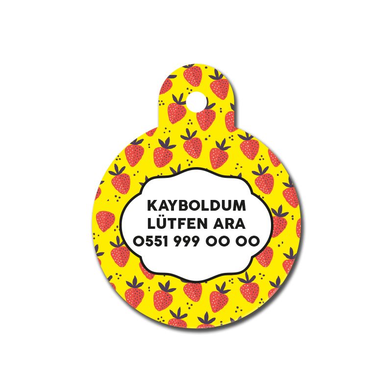 Çilek Desenli Yuvarlak TFX TagsForever