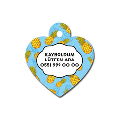 Ananas Desenli Kalp | Kedi Köpek İsimlik TFX TagsForever