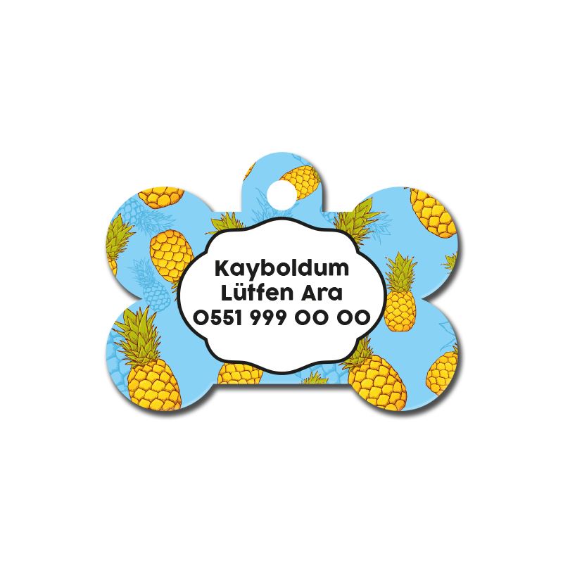 Ananas Desenli Kemik | Kedi Köpek İsimlik TFX TagsForever