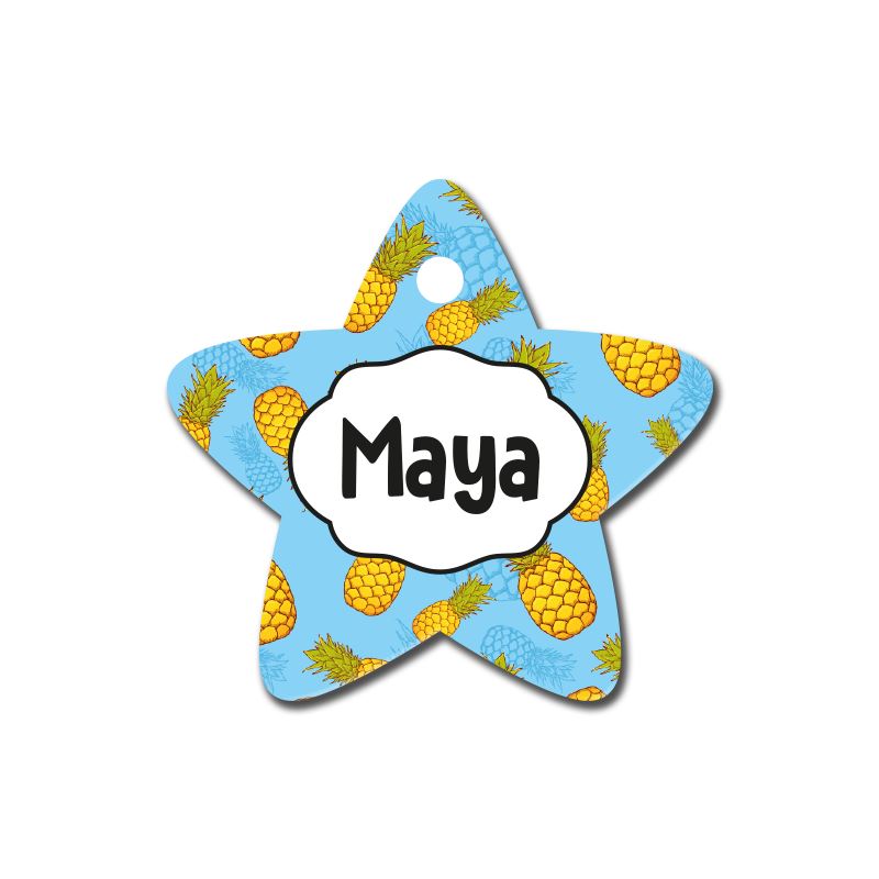 Ananas Desenli Yıldız | Kedi Köpek İsimlik TFX TagsForever