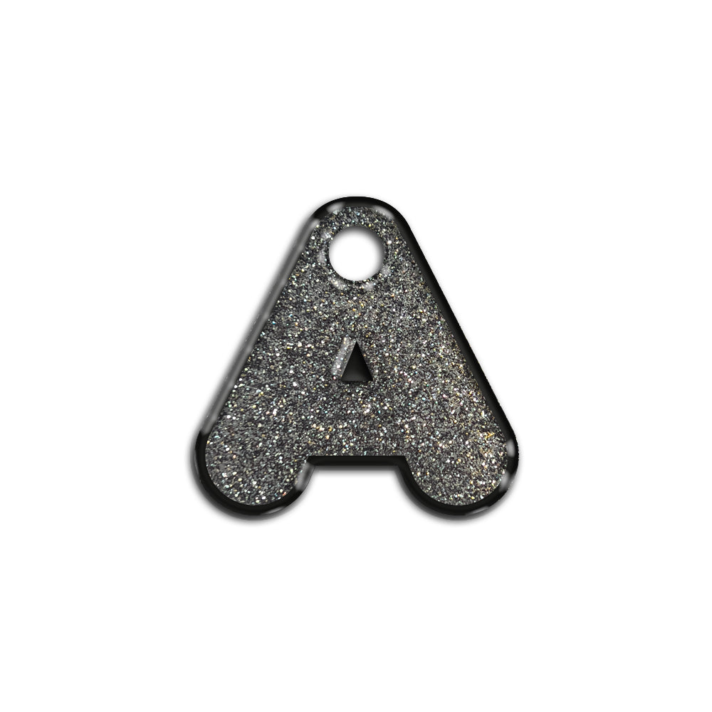 A Harfi Rounded Gri Glitter | İsimlik