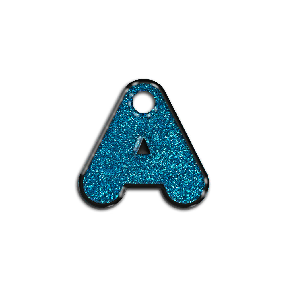 A Harfi Rounded Mavi Glitter | İsimlik