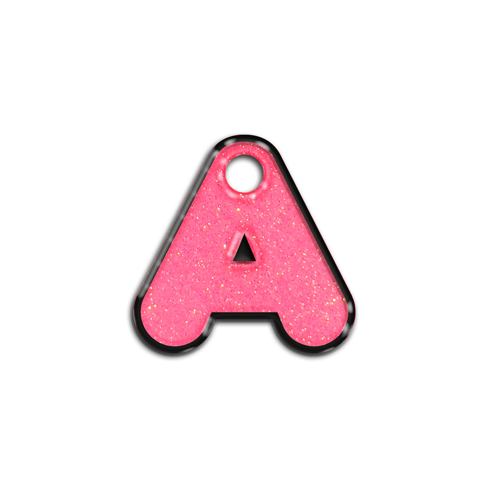 A Harfi Rounded Şeker Pink Glitter | ID Tag