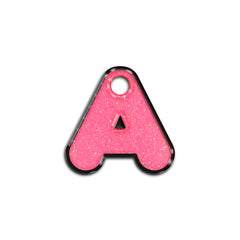 A Harfi Rounded Şeker Pink Glitter | ID Tag