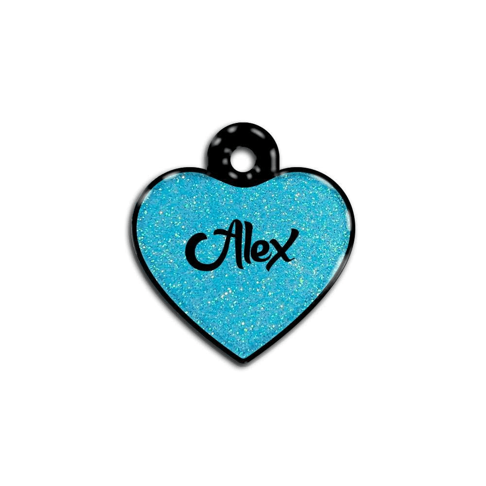 Açık Mavi Glitter Kalp | İsimlik - Evcil hayvanlar için mükemmel bir ürün.