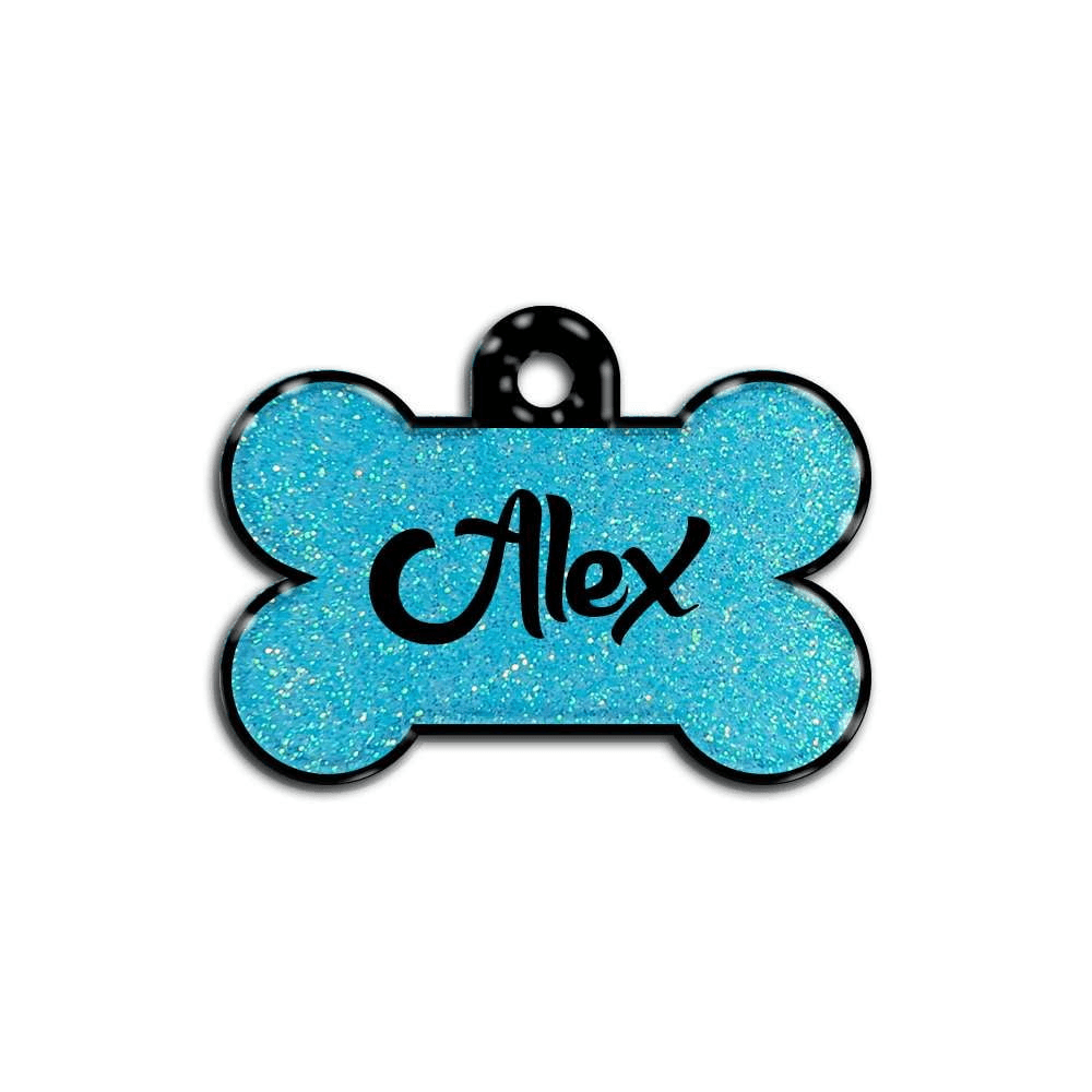 Açık Mavi Glitter Kemik | İsimlik - Evcil hayvanlar için mükemmel bir ürün.