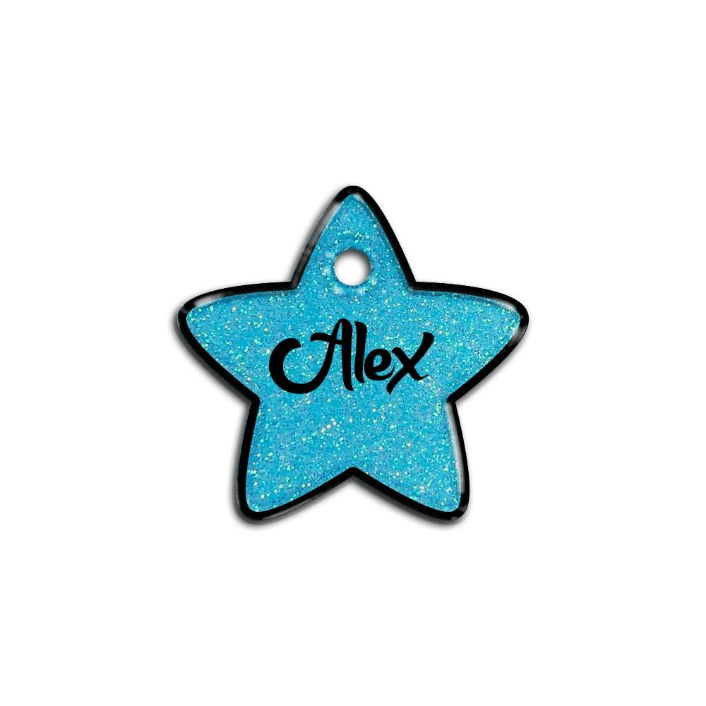 Açık Mavi Glitter Yıldız | İsimlik - Evcil hayvanlar için mükemmel bir ürün.