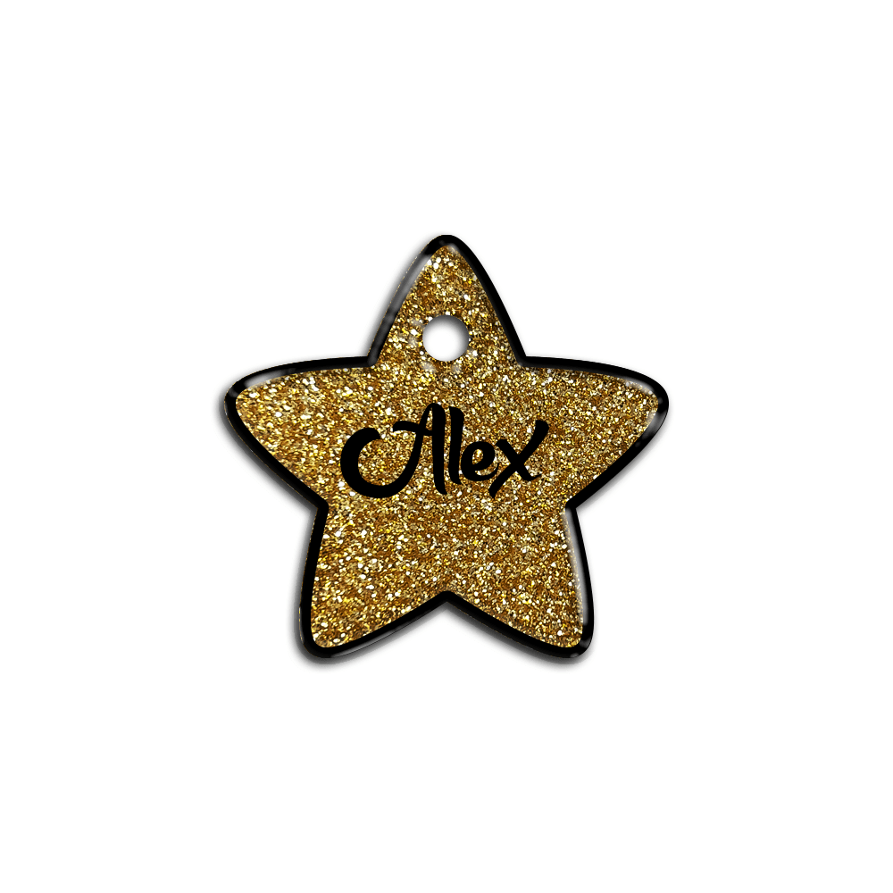 Altın Glitter Yıldız | İsimlik - Evcil hayvanlar için mükemmel bir ürün.
