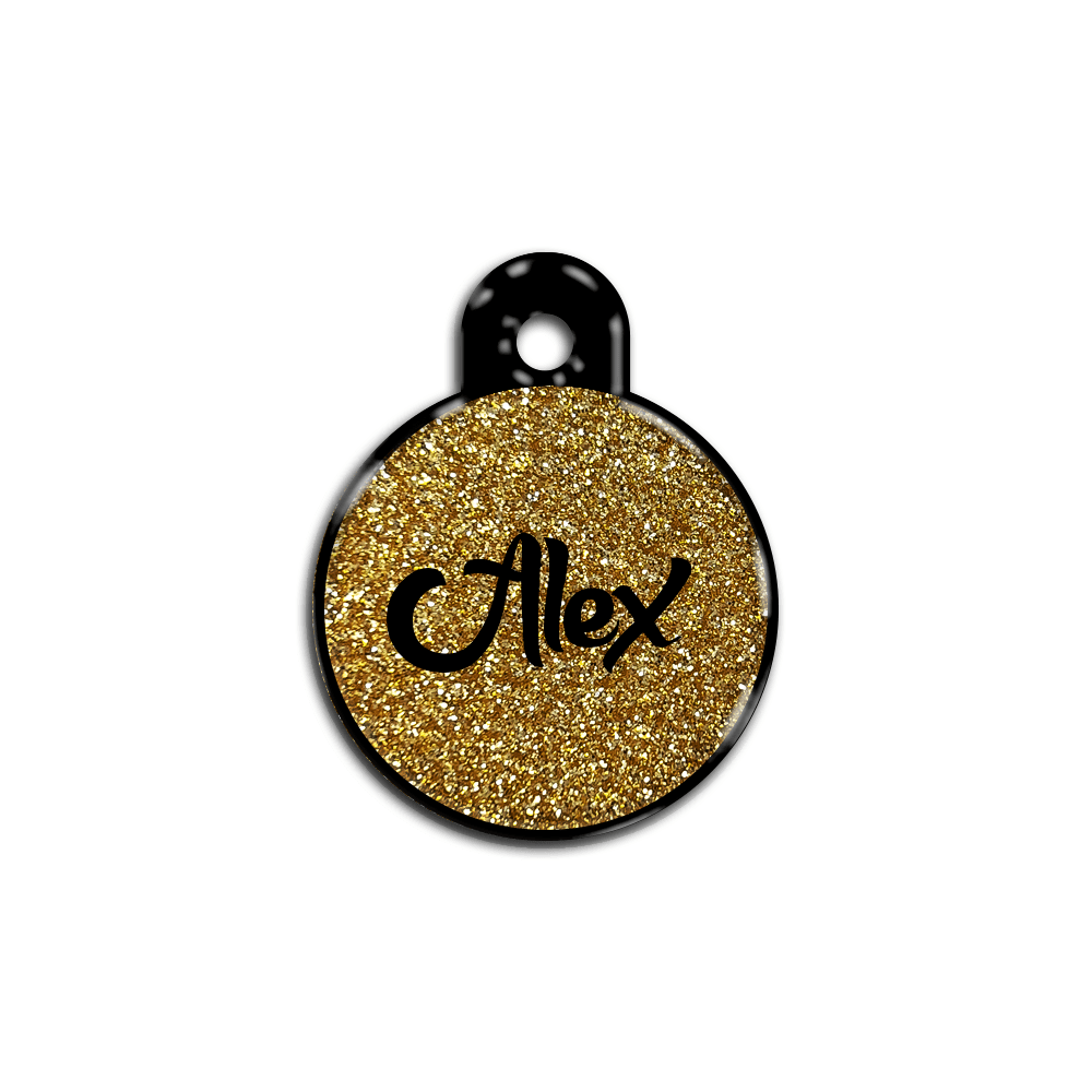 Altın Glitter Yuvarlak | İsimlik - Evcil hayvanlar için mükemmel bir ürün.