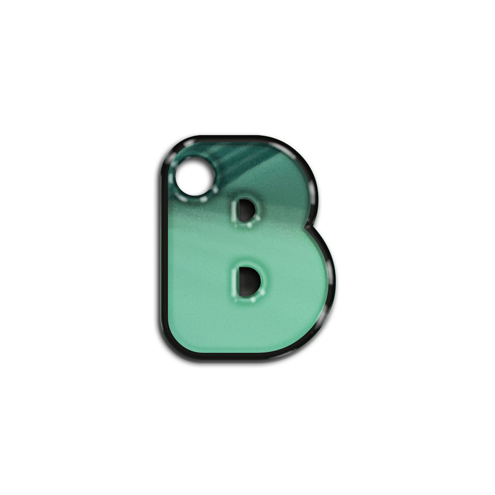 B Harfi Rounded Su Green Metalik | ID Tag