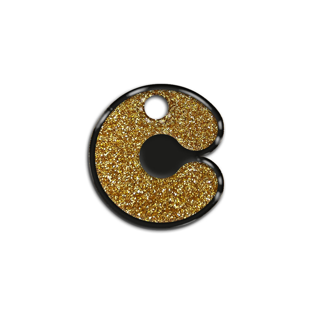 C Harfi Rounded Gold Glitter | ID Tag