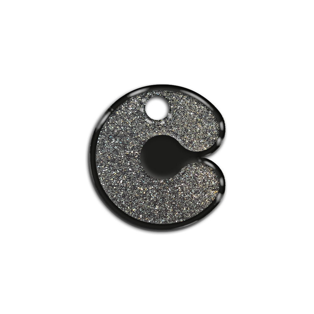 C Harfi Rounded Gray Glitter | ID Tag
