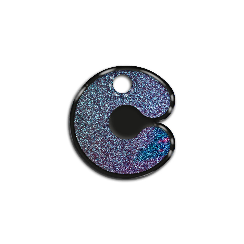 C Harfi Rounded Opal Blue Glitter | ID Tag
