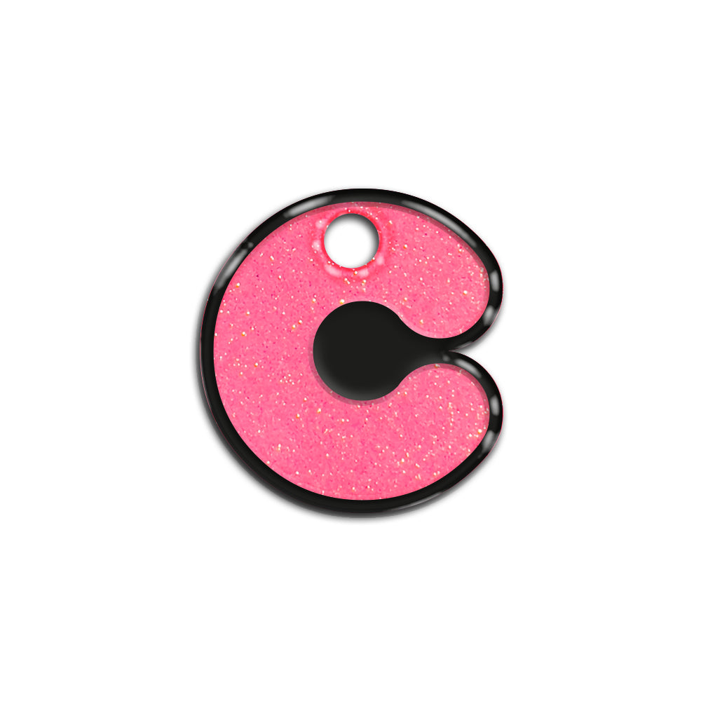 C Harfi Rounded Şeker Pink Glitter | ID Tag