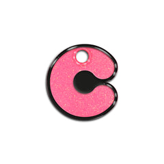 C Harfi Rounded Şeker Pink Glitter | ID Tag