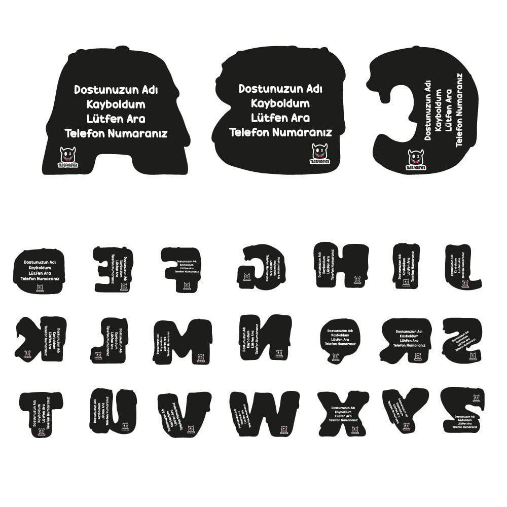 Gofret Harf Künyeler | Kedi Köpek İsimlik