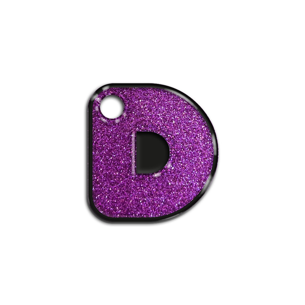D Harfi Rounded Purple Glitter | ID Tag