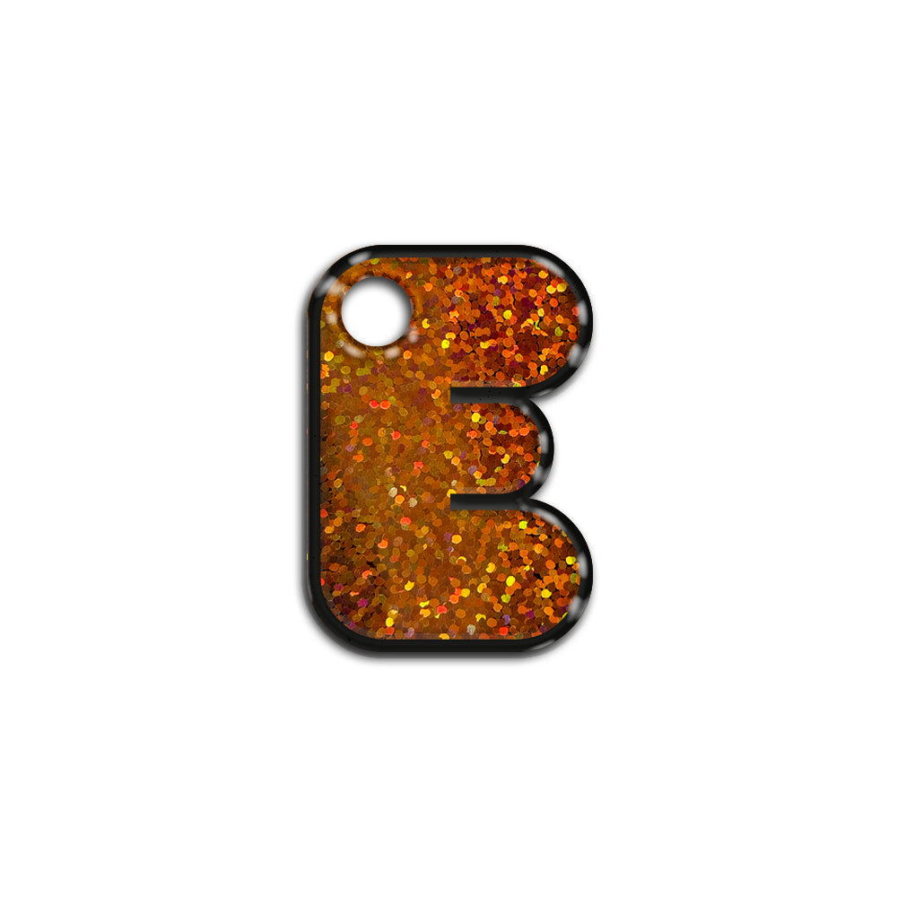 E Harfi Rounded Bakır Holo | İsimlik