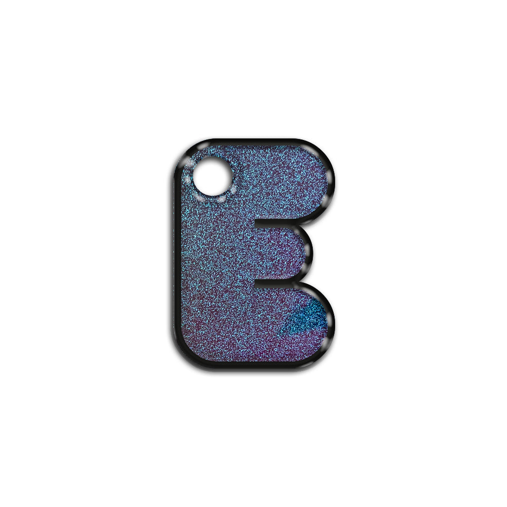 E Harfi Rounded Opal Mavi Glitter | İsimlik