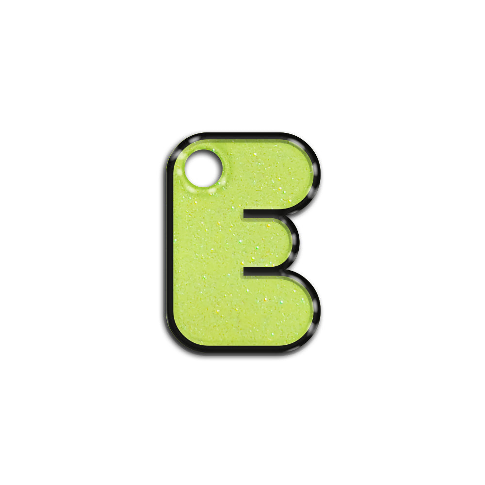 E Harfi Rounded Sarı Glitter | ID Tag