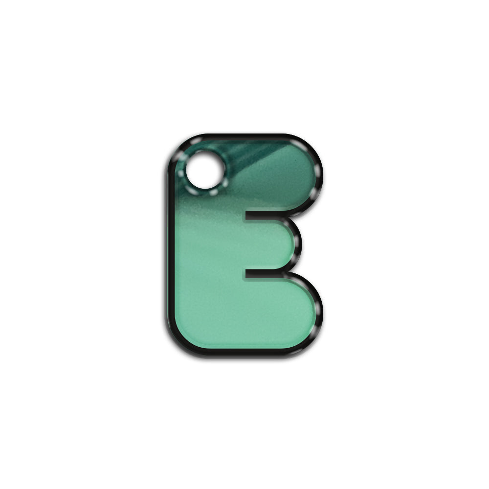 E Harfi Rounded Su Yeşil Metalik | İsimlik