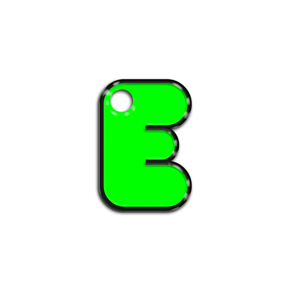 E Harfi Rounded Yeşil Neon | İsimlik