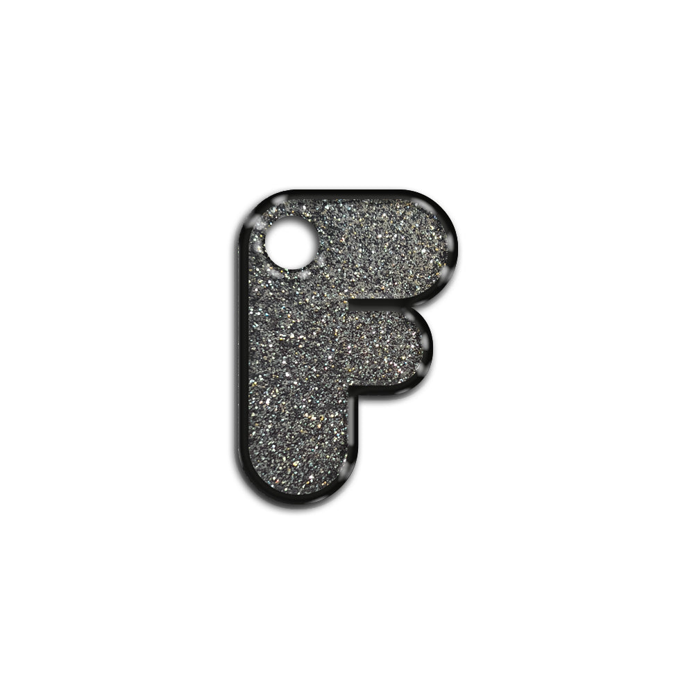 F Harfi Rounded Gri Glitter | İsimlik