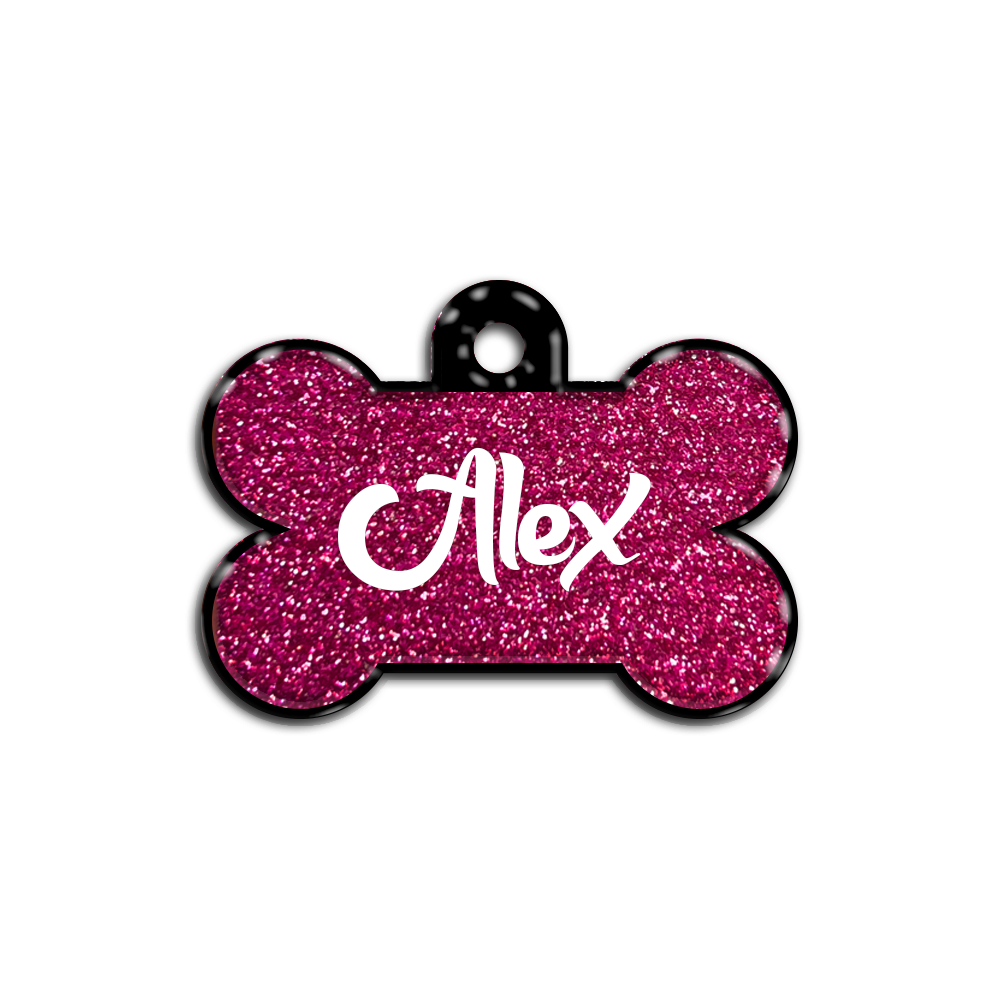 Fuşya Glitter Kemik | İsimlik - Evcil hayvanlar için mükemmel bir ürün.