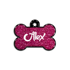 Fuşya Glitter Kemik | İsimlik - Evcil hayvanlar için mükemmel bir ürün.