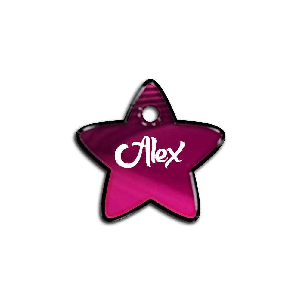 Fuşya Metalik Yıldız | İsimlik - Evcil hayvanlar için mükemmel bir ürün.
