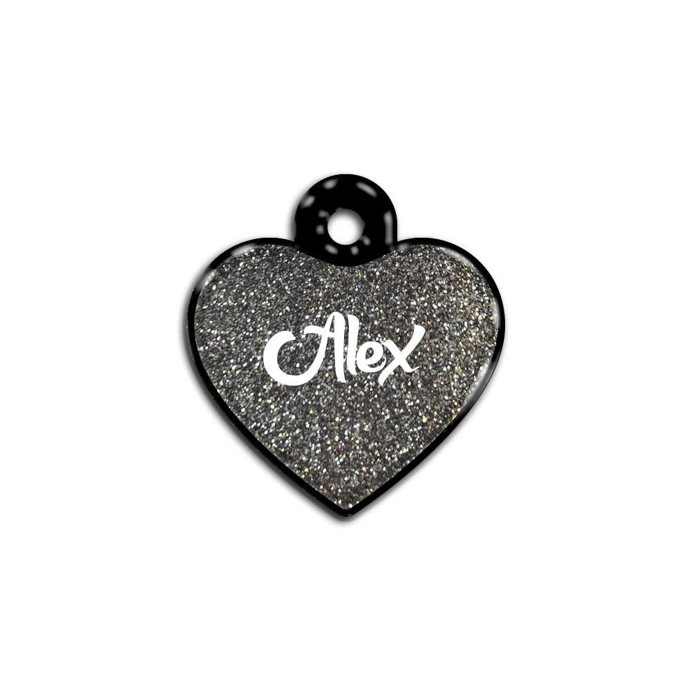 Gri Glitter Kalp | İsimlik - Evcil hayvanlar için mükemmel bir ürün.