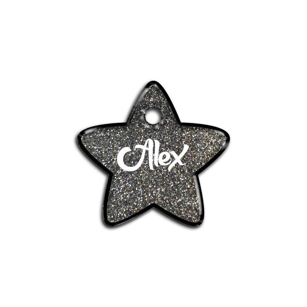 Gri Glitter Yıldız | İsimlik - Evcil hayvanlar için mükemmel bir ürün.