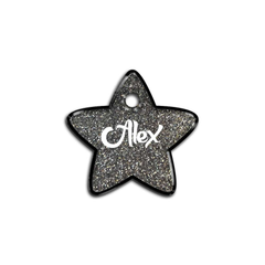Gri Glitter Yıldız | İsimlik - Evcil hayvanlar için mükemmel bir ürün.