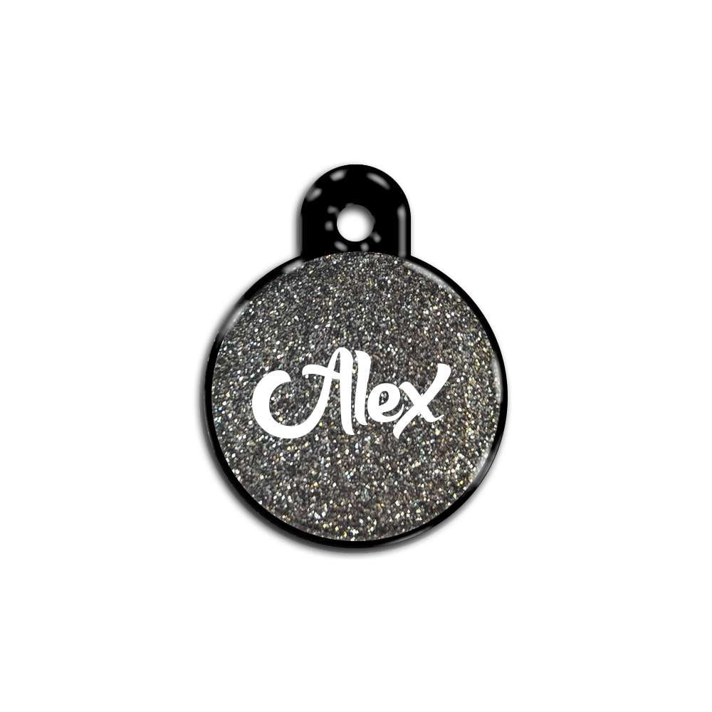 Gri Glitter Yuvarlak | İsimlik - Evcil hayvanlar için mükemmel bir ürün.