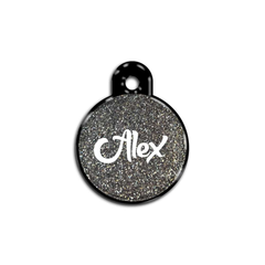 Gri Glitter Yuvarlak | İsimlik - Evcil hayvanlar için mükemmel bir ürün.