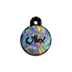 Gri Hologram Yuvarlak | İsimlik - Evcil hayvanlar için mükemmel bir ürün.