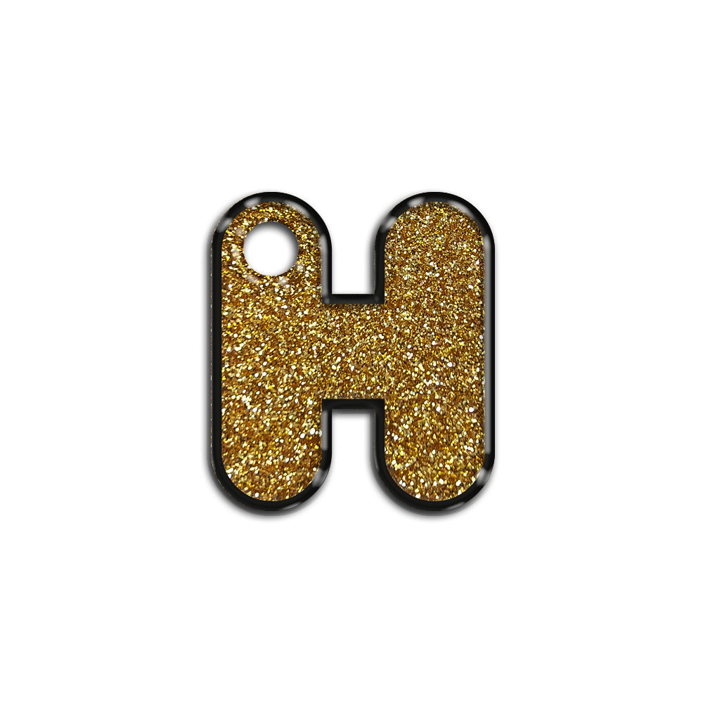 H Harfi Rounded Gold Glitter | ID Tag