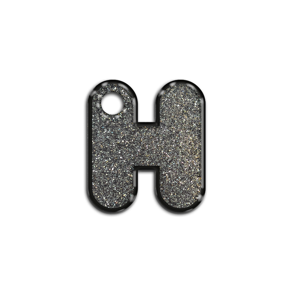 H Harfi Rounded Gray Glitter | ID Tag