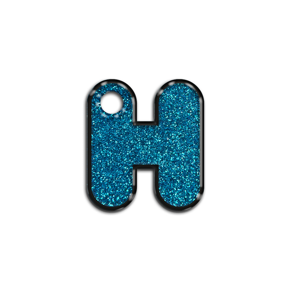 H Harfi Rounded Mavi Glitter | İsimlik