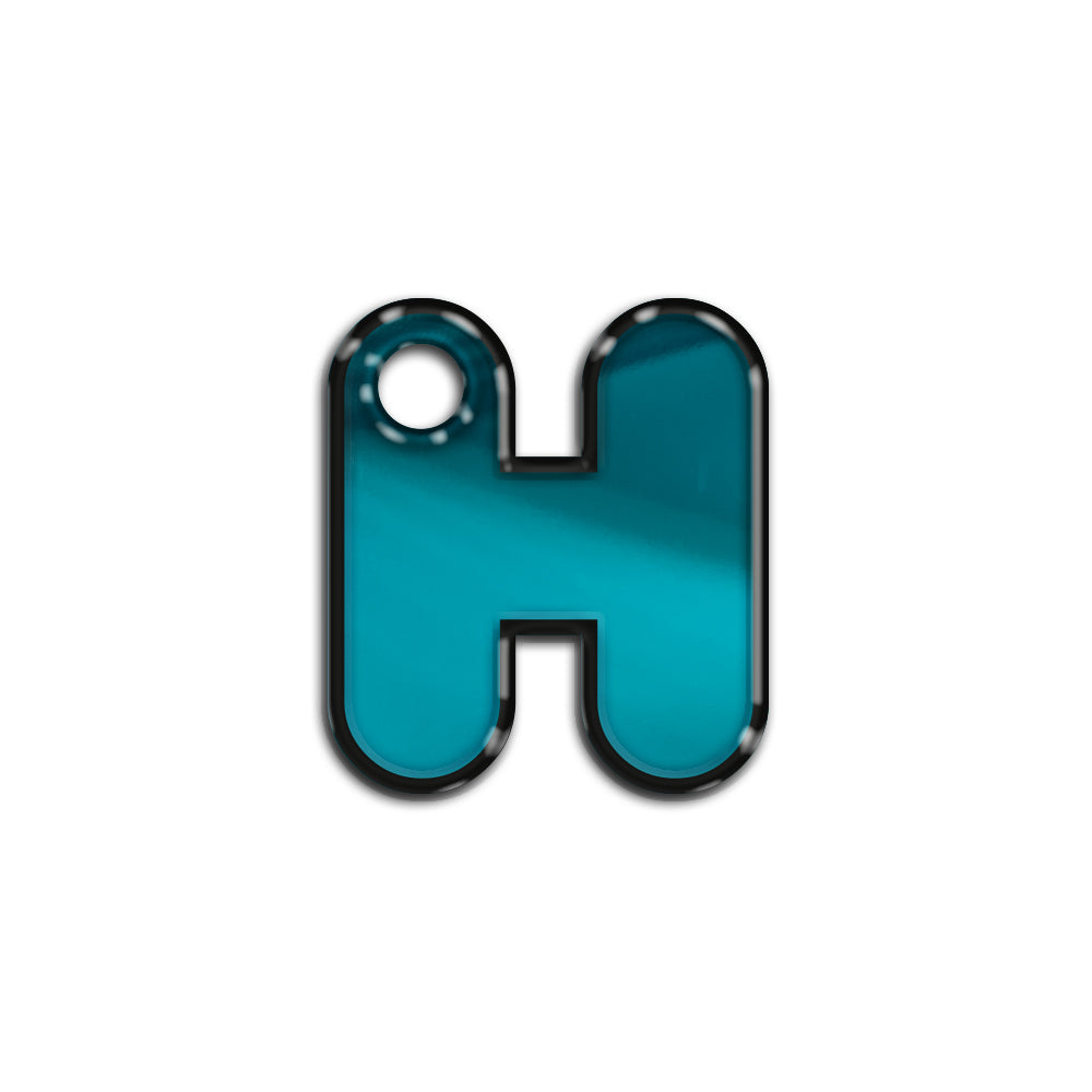 H Harfi Rounded Mavi Metalik | İsimlik