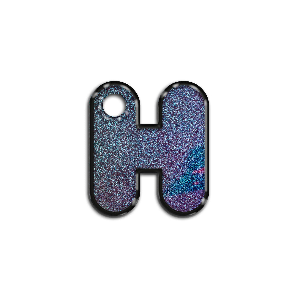 H Harfi Rounded Opal Mavi Glitter | İsimlik
