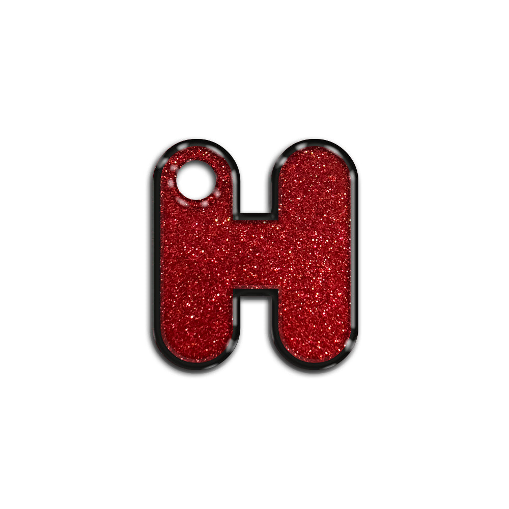 H Harfi Rounded Red Glitter | ID Tag