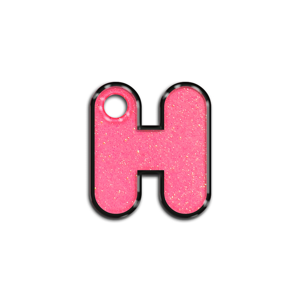 H Harfi Rounded Şeker Pink Glitter | ID Tag