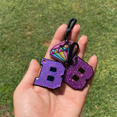 Mor Glitter Harf Künyeler | Tüm Harfler