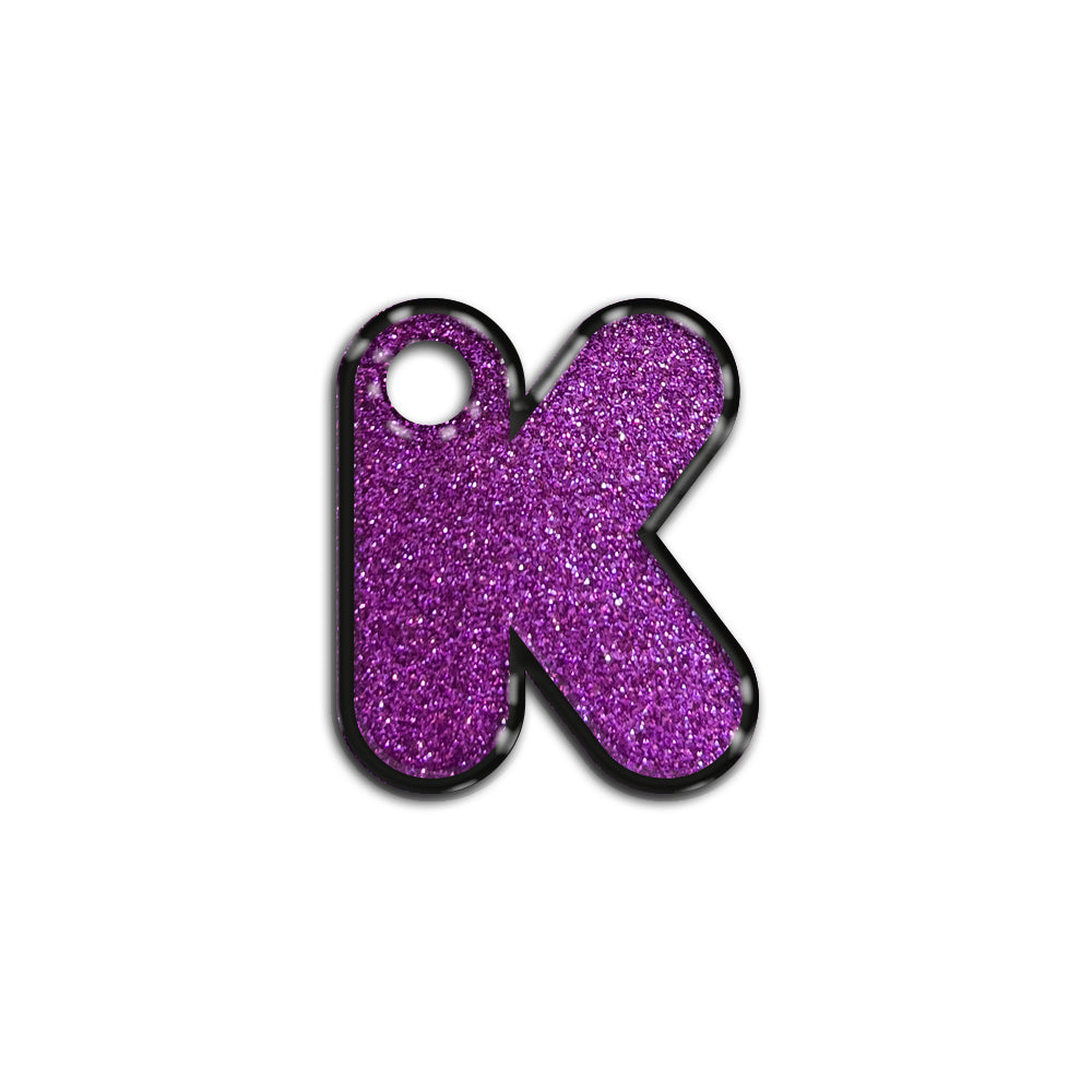 K Harfi Rounded Mor Glitter | İsimlik