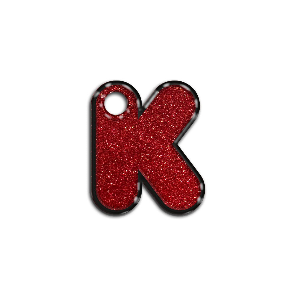 K Harfi Rounded Red Glitter | ID Tag