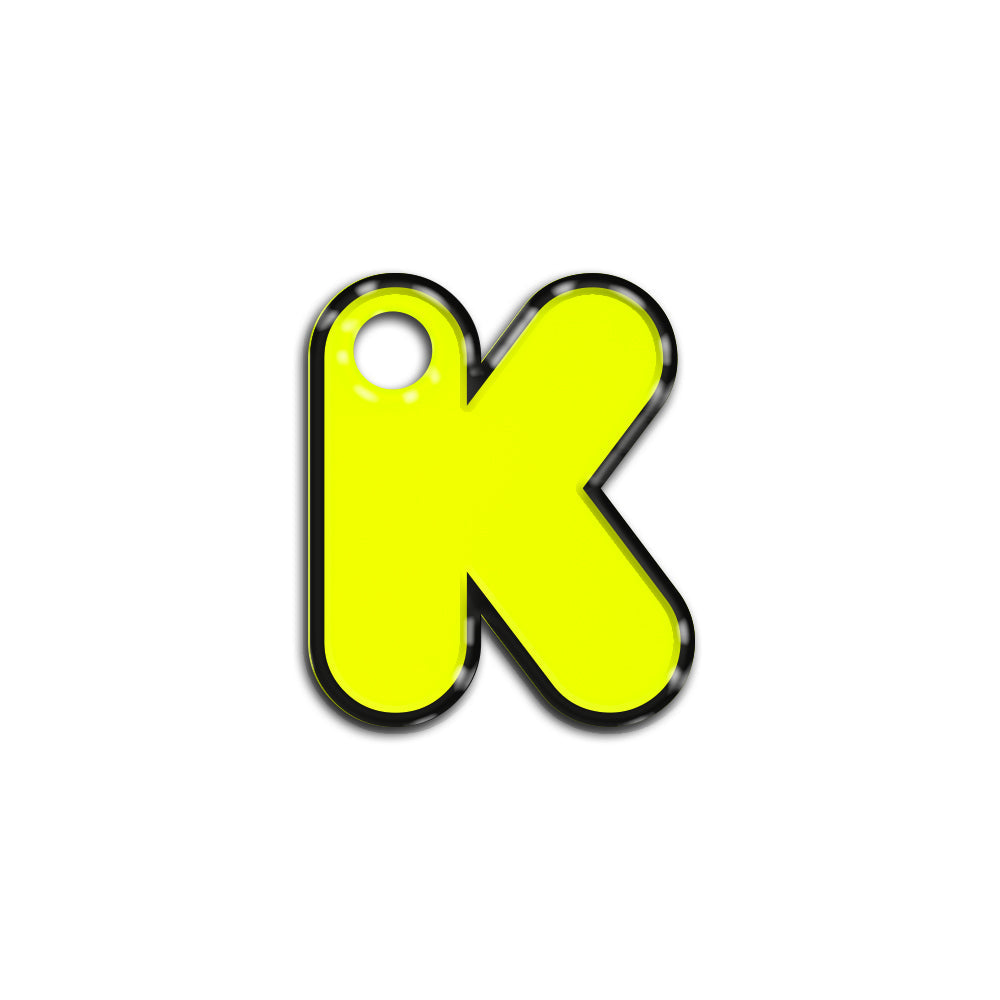 K Harfi Rounded Sarı Neon | İsimlik