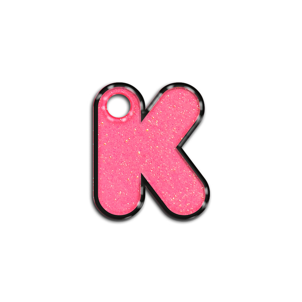 K Harfi Rounded Şeker Pembe Glitter | İsimlik